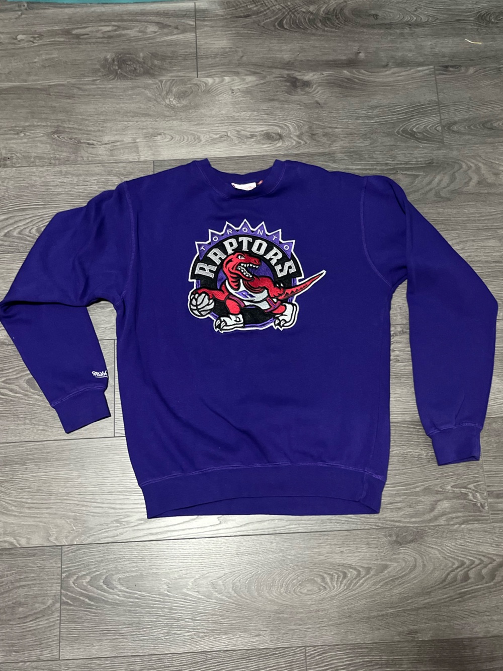 Mitchell & Ness Purple Embroidered Toronto Raptors Crewneck Sweatshirt